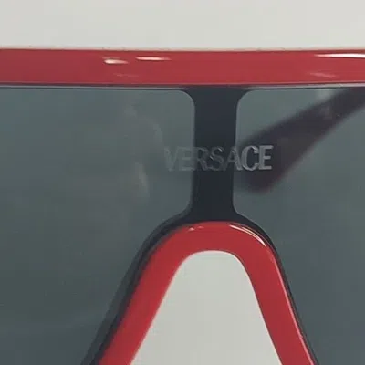 Pre-owned Versace Sunglasses Ve4439 53887 Red Shield Sporty Oversized In Gray