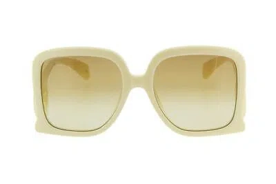 Pre-owned Gucci Gg1326s-002-58 White Sunglasses In Gray