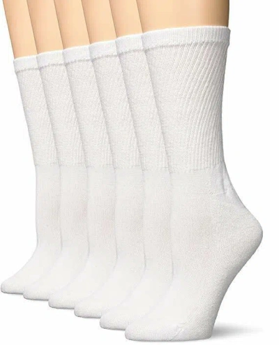 Pre-owned Hanes ® Women's Premium Crew Sock 6-pack "soft & Lightweight & Extended Size " In White