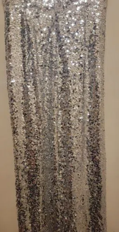 Pre-owned Halston Heritage Halston Sequined Draped Slit Evening Gown Silver Sz Small ( Sz 4/6)