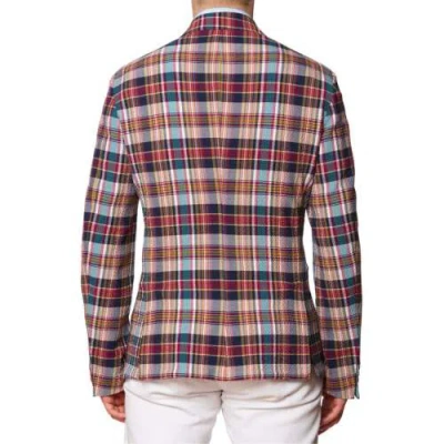 Pre-owned Sartoria Partenopea Madras Seersucker Summer Jacket Current Model In Multicolor