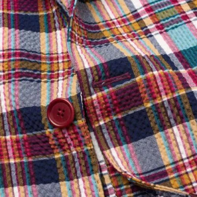 Pre-owned Sartoria Partenopea Madras Seersucker Summer Jacket Current Model In Multicolor