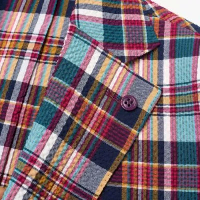 Pre-owned Sartoria Partenopea Madras Seersucker Summer Jacket Current Model In Multicolor