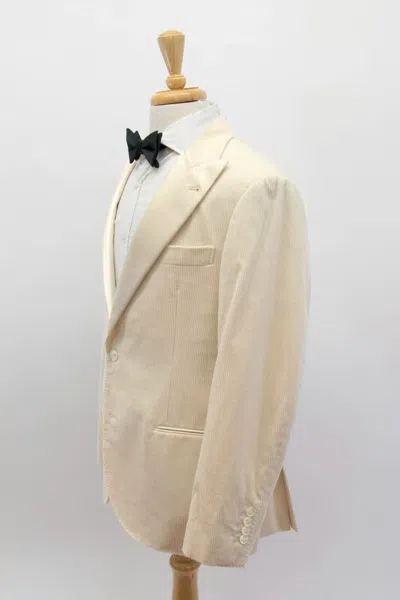 Pre-owned Brunello Cucinelli $4,995  Men's Corduroy Tuxedo Jacket A242 In White