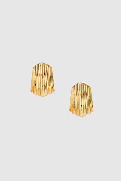 Shop Anine Bing Ribbed Earrings In Gold In 14k Gold