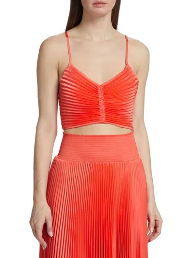A.l.c Ari Ii Pleated V-neck Crop Top In Spiced Coral