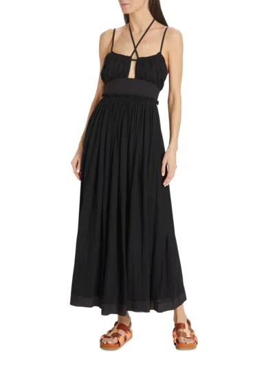 Shop Ulla Johnson Women's Freya Strappy Midi Dress In Noir