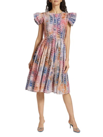 Shop Busayo Women's Anike Dyed Flutter Sleeve Dress In Pink Multicolor