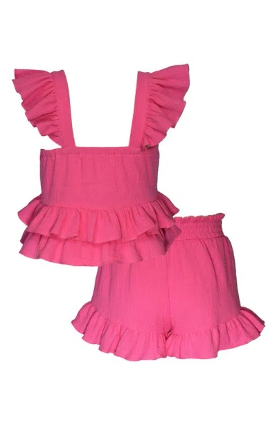 Shop Bonnie Jean Kids' Cotton Gauze Top & Shorts Set In Pink