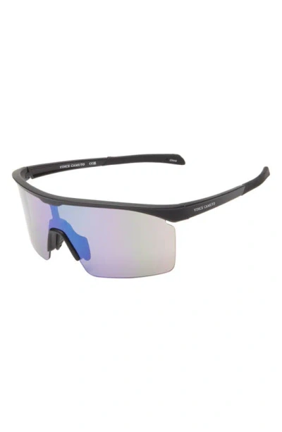 Shop Vince Camuto Semi Rimless Shield Sunglasses In Black
