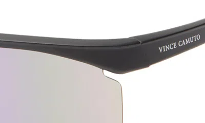 Shop Vince Camuto Semi Rimless Shield Sunglasses In Black