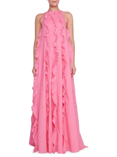 Shop Staud Women's Marika Ruffle Gown In Coral Pink