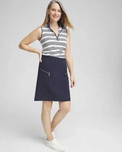 Shop Chico's Upf Sun Protection Knit Stripe Polo Tank Top In Navy Blue Size 0/2 |  Zenergy Activewear