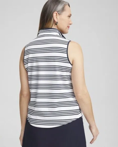 Shop Chico's Upf Sun Protection Knit Stripe Polo Tank Top In Navy Blue Size 20/22 |  Zenergy Activewear