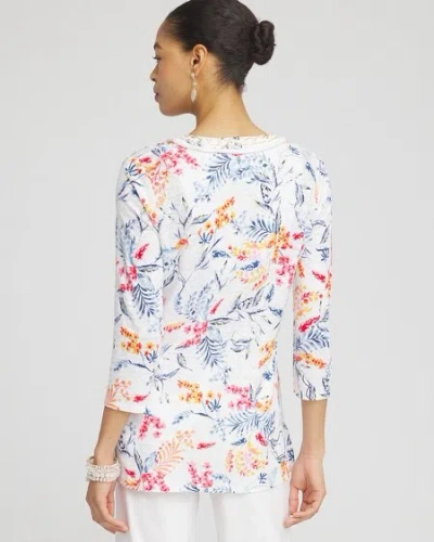Chico's Linen Nautical Embellished Tunic Top In Red Size 12/14 |  In Watermelon Punch