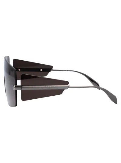 Shop Alexander Mcqueen Sunglasses In 001 Ruthenium Ruthenium Grey