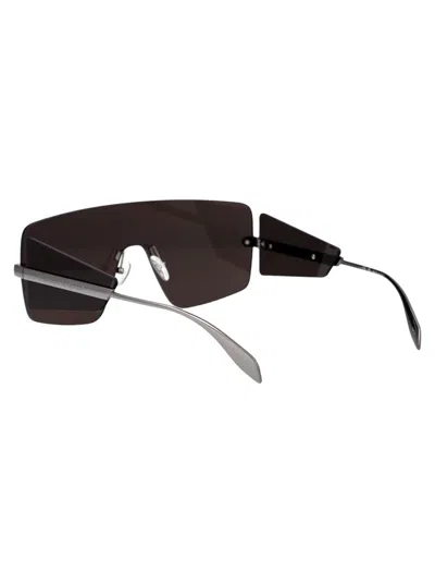 Shop Alexander Mcqueen Sunglasses In 001 Ruthenium Ruthenium Grey