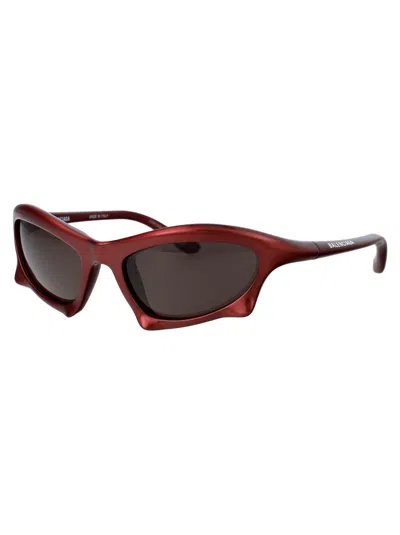 Shop Balenciaga Sunglasses In 005 Burgundy Burgundy Grey