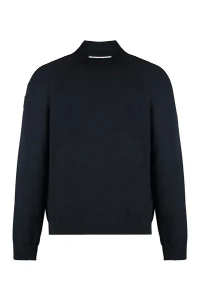Shop Hugo Boss Boss Cotton Blend Turtleneck Sweater In Blue