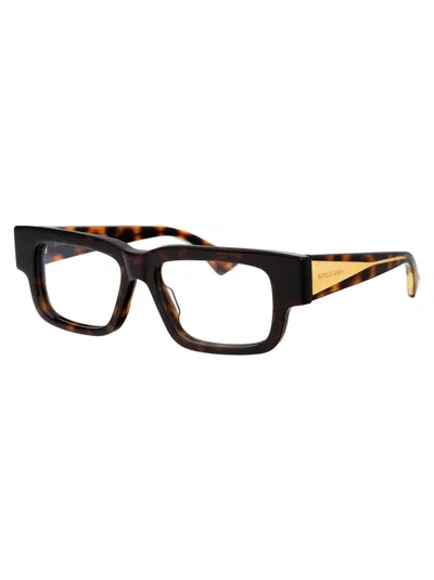 Bottega Veneta Women's Havana Acetate Optical Glasses In 002 Havana Crystal Transparent