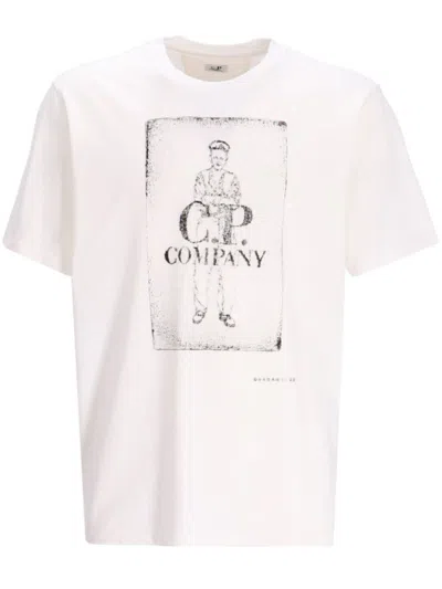 Shop C.p. Company 24/1 Jersey Artisanal Card T-shirt In Ivory