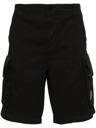 Shop C.p. Company Twill Stretch Cargo Shorts In Black