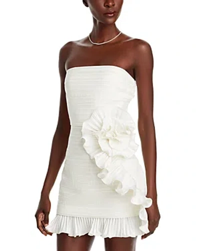 Amur Isla Strapless Rosette Ruffle-trim Mini Dress In Ivory