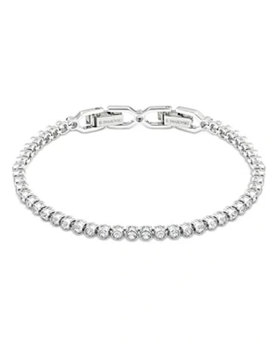 Swarovski Rose Gold-tone Crystal Tennis Bracelet In Silver