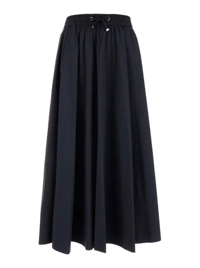 Shop Herno Maxi Black Dress With Drawstring In Stretch Polyamide Woman
