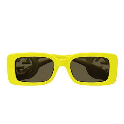 Gucci Monochrome Gg Rectangle Acetate Sunglasses In Yellow