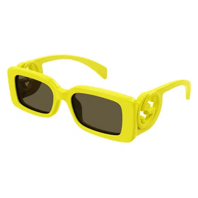 Gucci Monochrome Gg Rectangle Acetate Sunglasses In Yellow