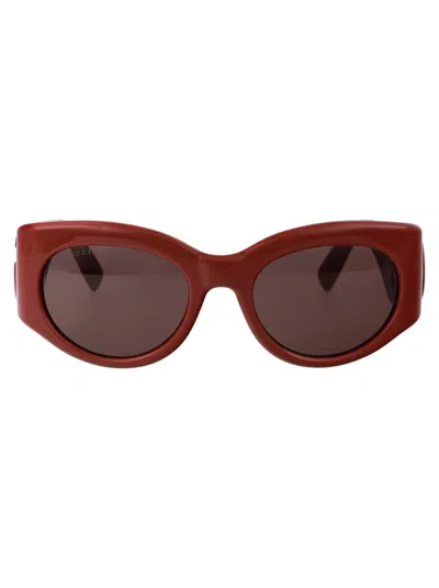 Shop Gucci Sunglasses In 002 Burgundy Burgundy Brown