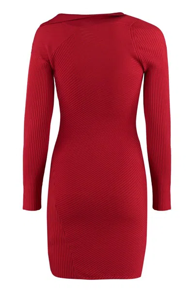 Shop Jacquemus Le Robe Maille Colin Knitted Dress In Red