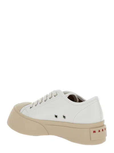 Shop Marni 'pablo' White Sneakers With Lace Up Closure In Leather Woman
