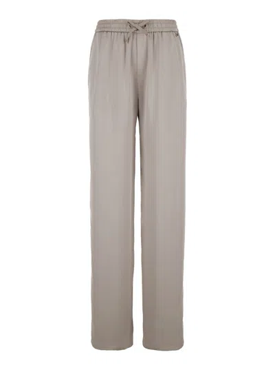 Shop Herno Beige Relaxed Pants With Drawstring In Fabric Woman In Pink