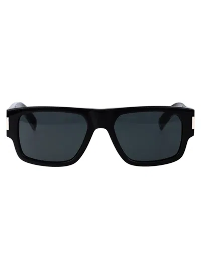 Shop Saint Laurent Sunglasses In Man Black Crystal Black