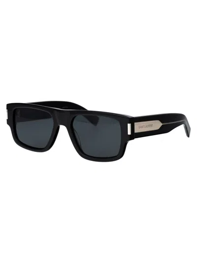 Shop Saint Laurent Sunglasses In Man Black Crystal Black