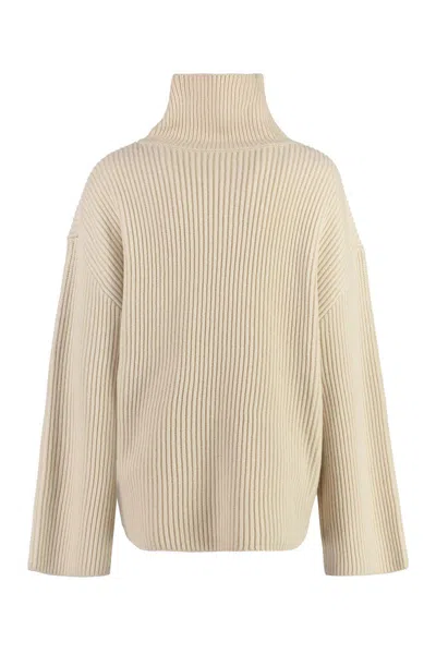 Shop Totême Wool Turtleneck Sweater In Beige