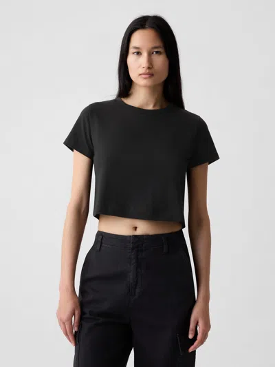 Shop Gap Organic Cotton Vintage Shrunken Cropped T-shirt In Black