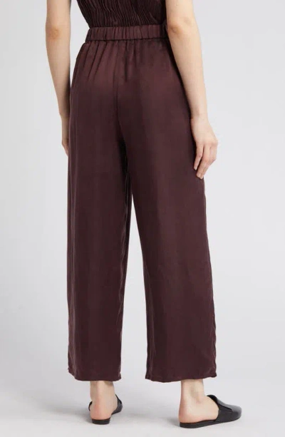 Shop Eileen Fisher Wide Leg Satin Ankle Pants In Cassis