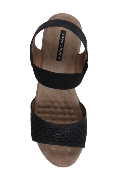 Shop Good Choice New York Bane Elastic Wedge Sandal In Black