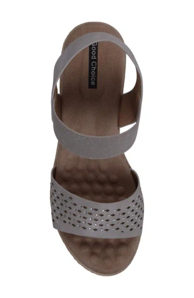 Shop Good Choice New York Bane Elastic Wedge Sandal In Silver