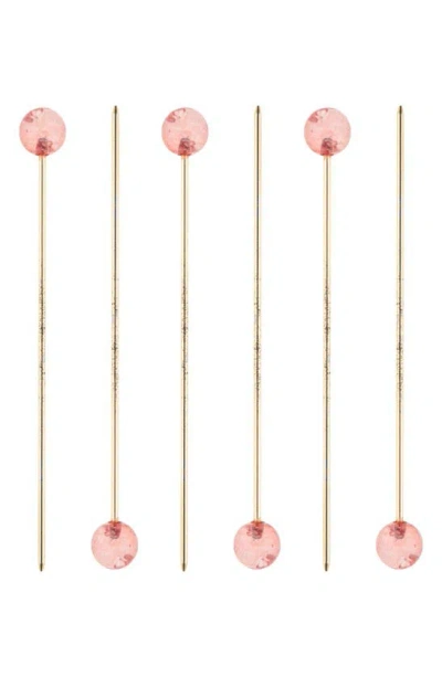 Shop Karma Gifts Lexi 6-piece Olive Cocktail Picks In Pink
