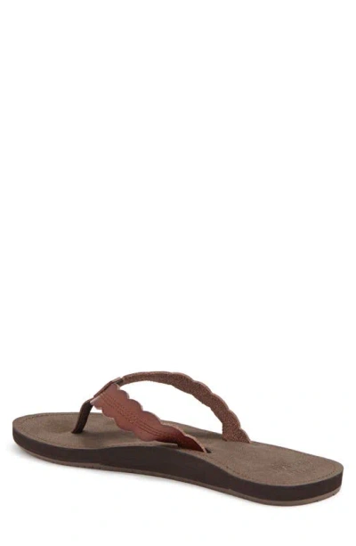 Shop Reef Celine Scalloped Strap Flip-flop Sandal In Rust