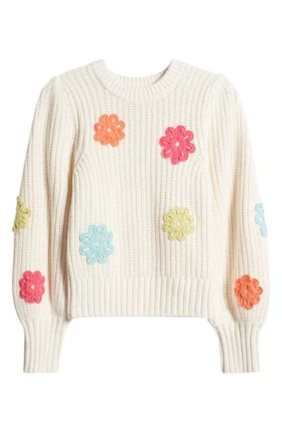 Rails Romi Crochet Flower Sweater In Ivory Multi Daisies