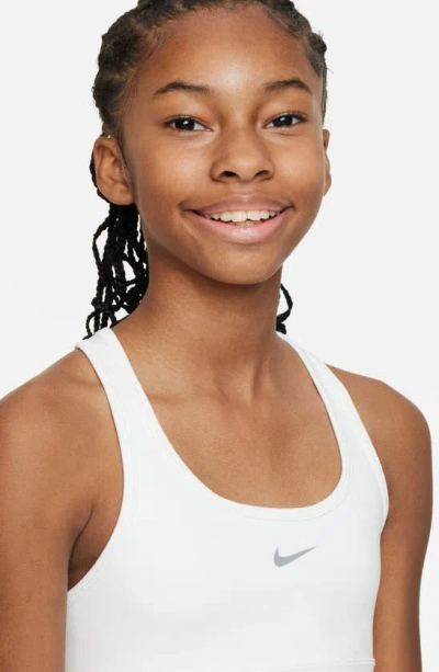 Shop Nike Kids' Dri-fit Racerback Sports Bra In White/ Pure Platinum