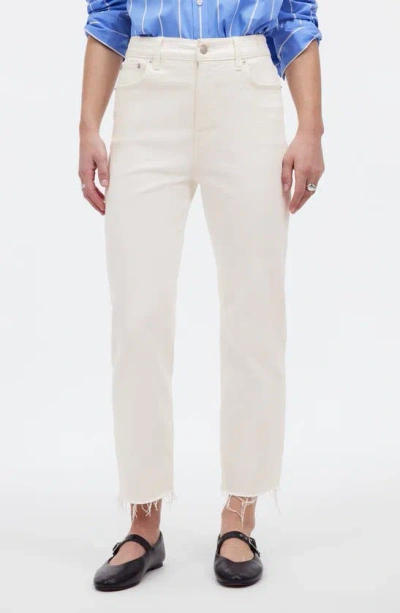 Shop Madewell The '90s Straight Crop Jean: Raw Hem Edition In Tile White