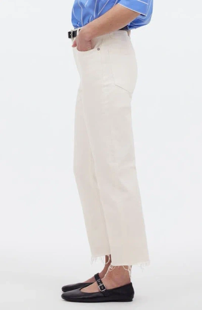 Shop Madewell The '90s Straight Crop Jean: Raw Hem Edition In Tile White