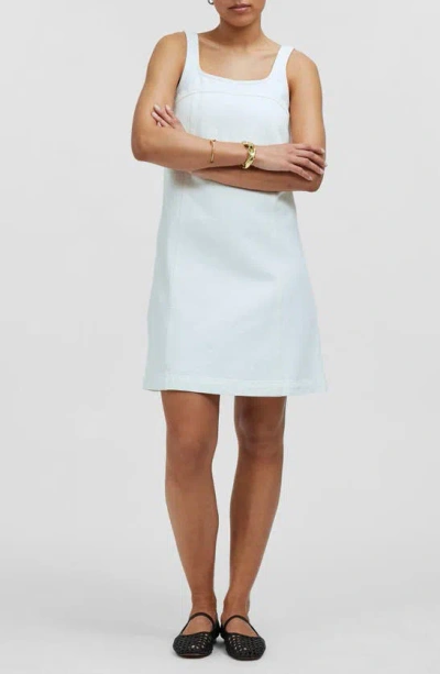 Shop Madewell Denim A-line Sleeveless Minidress In Tile White