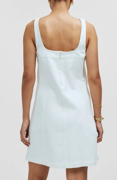 Shop Madewell Denim A-line Sleeveless Minidress In Tile White
